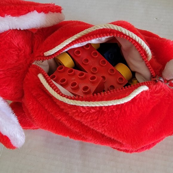 Vintage Red Storage Lego Duplo Red Rabbit Bunny Plush Animal + Train blocks 1984 - Picture 7 of 8